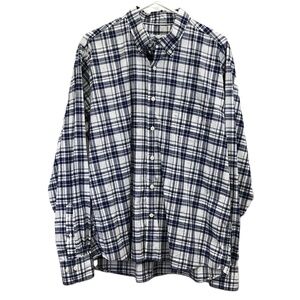 Peter Millar Crown Vintage‎ Blue White Cotton Stretch Plaid L/S Button Shirt XL